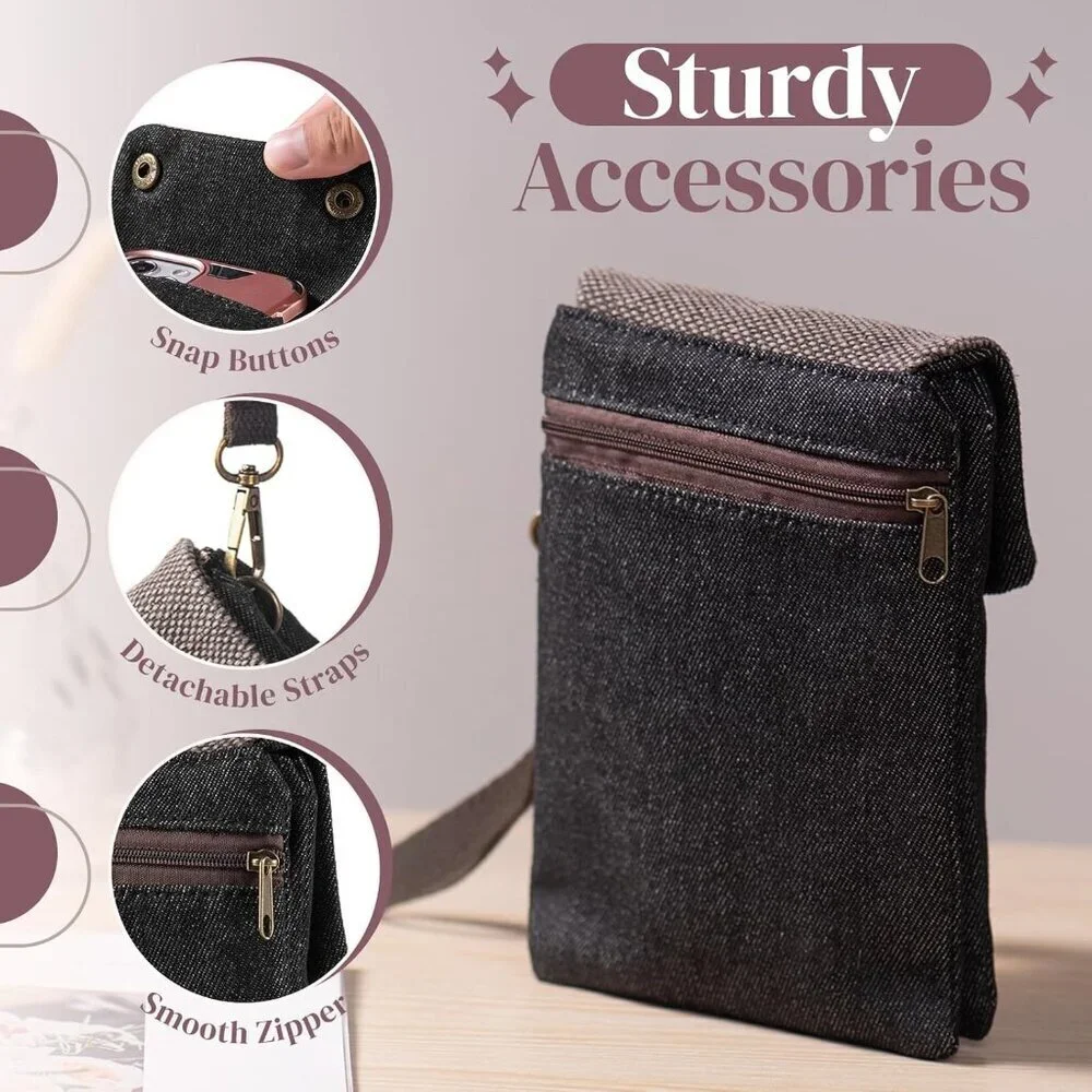 Small Canvas Crossbody Cell Phone Purse with Adjustable Strap Travel Wallet